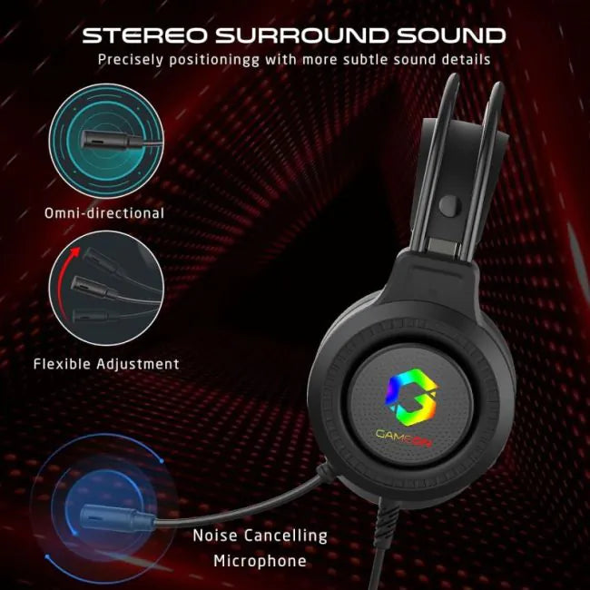 Gameon Got101 Shadowfire Rgb Gaming Headset - Black