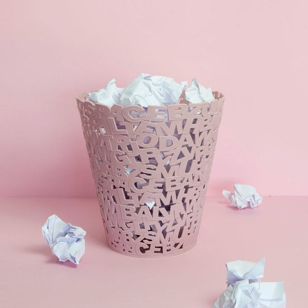 Balvi Wastebasket Letters Pink Plastic