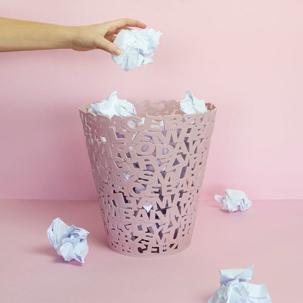 Balvi Wastebasket Letters Pink Plastic