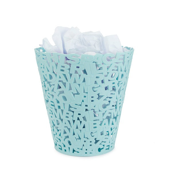 Balvi Wastebasket Letters Turquoise Plastic