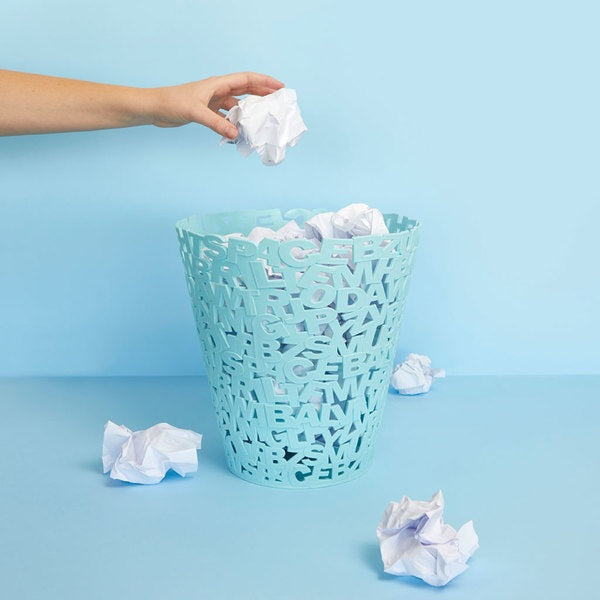 Balvi Wastebasket Letters Turquoise Plastic