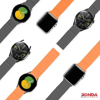 حزام زوندا وجهين (Apple Watch 38/40/41، سامسونج وهواوي 20 مم) - رمادي/برتقالي