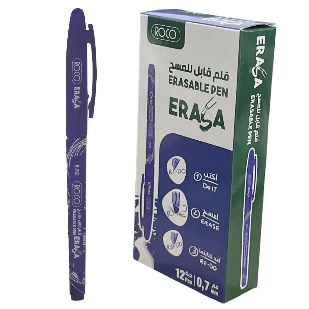 Roco Erasable Pen Blue Ink Color 0.7 Mm Ballpoint 12 Pens