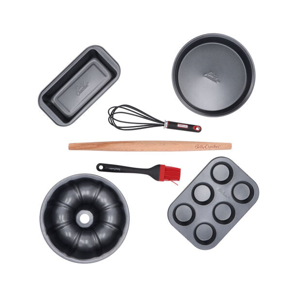 Betty Crocker Non-Stick Baking Bakeware Set Of 7 Pieces Grey