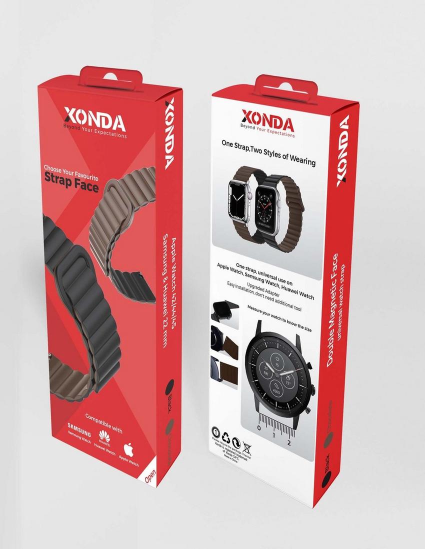 Xonda Band (Apple Watch 42/44/45,Samsung & Huawei 22mm) Black