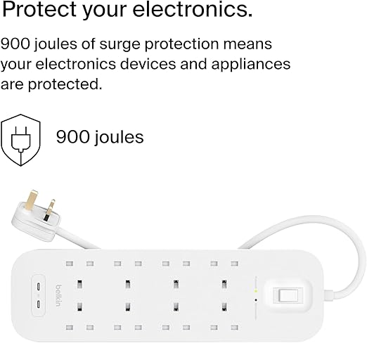 BELKIN SURGE PROTECTOR 8 OUTLET - 2M - 30W - 2 USBC