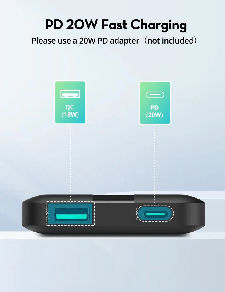 Ravpower PD20W 10000mAh 2-Port power bank Black