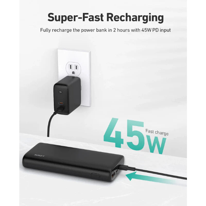 AUKEY PB-Y37 Essential 20,K mAh P.B With 65W PD - BLK Colour