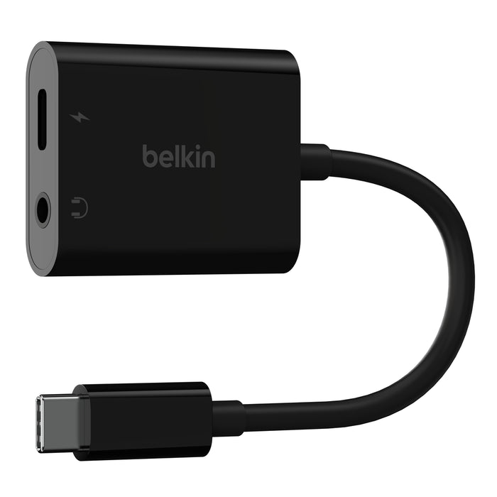 BELKIN ADAPTER ROCKSTAR 1X 3.5MM AUDIO 1X USB-C CHARGE BLK