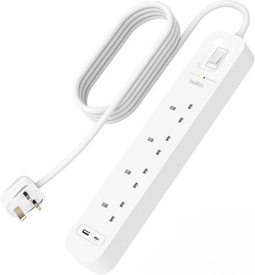 BELKIN SURGE PROTECTOR C SURGE 4 OUTLET 2M 18W 1 USBA 1 USBC