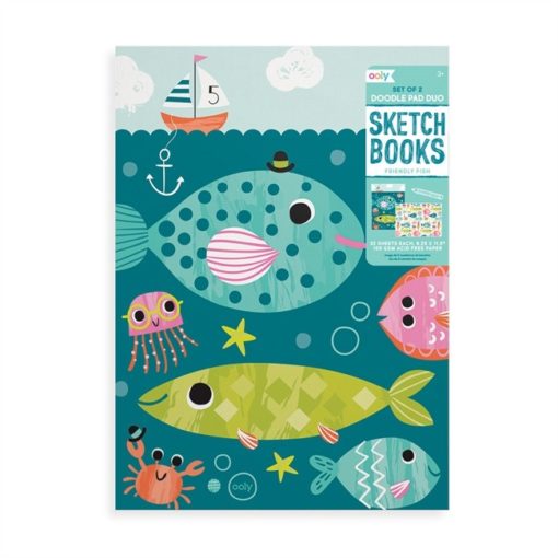 Ooly Doodle Pad Duo Sketchbooks: Friendly Fish Set Of 2 8.25