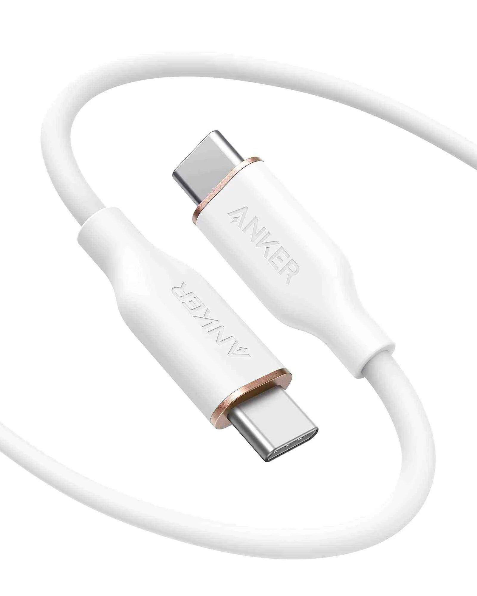 أنكر كابل باورلاين III فلو - USB-C إلى USB-C - 3 قدم - أبيض