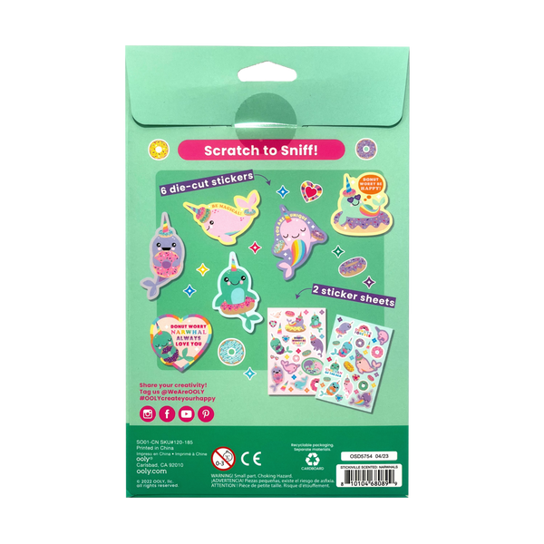 Ooly Stickiville Stickers: Nom Nom Narwhals Scented 2 Sheets