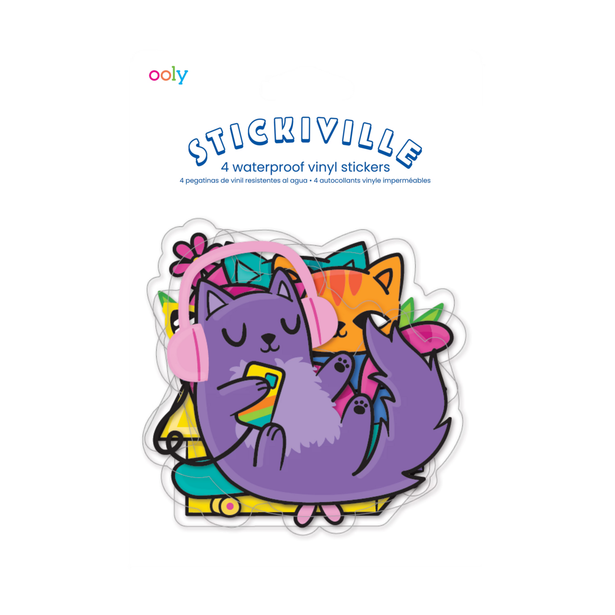 Ooly Stickiville Stickers: Silly Kitties Vinyl Set Of 4