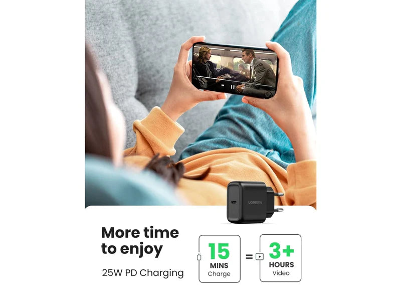 شاحن سريع UGREEN PD بقوة 25 واط + كابل USB - بريطانيا