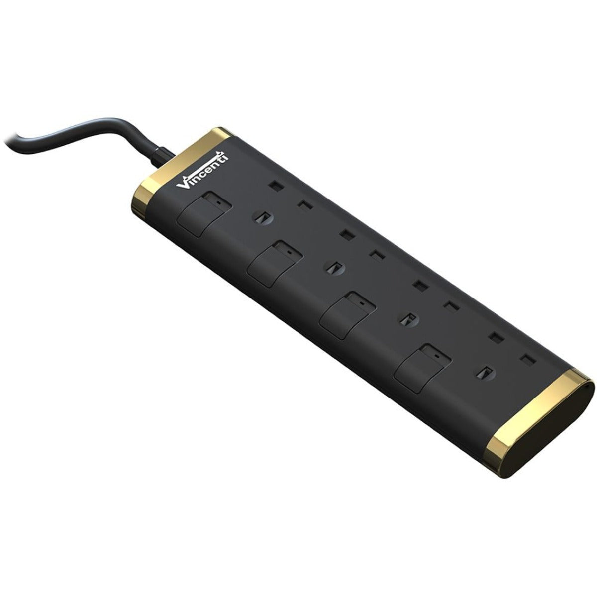 MULTI SWITCH 4UK PLUG OUTLETS 3M BLK&GLD USB VPCMBG-43U 