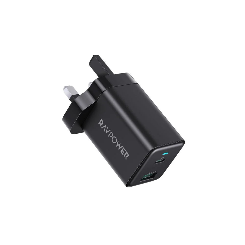 شاحن جداري RavPower RP-PC171 PD Pioneer بقوة 45W مع منفذين - أسود (UK)