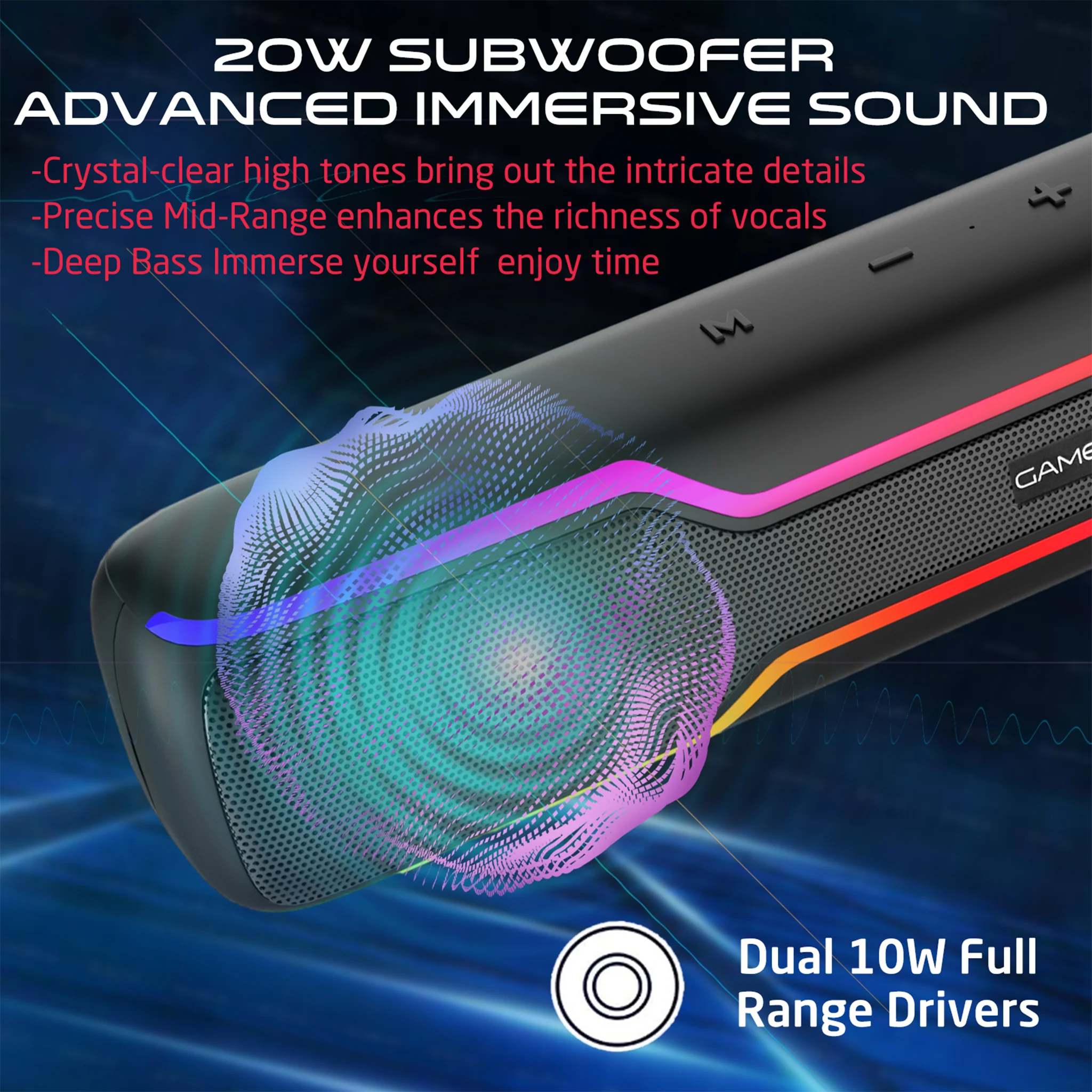 جيمن أون دومينيتر بليز شريط صوت لاسلكي RGB للألعاب - أسود