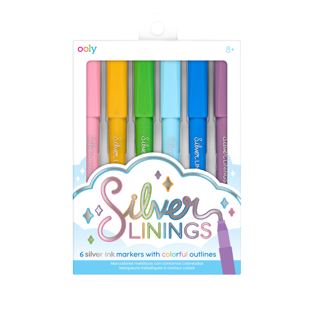 Ooly Silver Linings Outline Markers Set Of 6