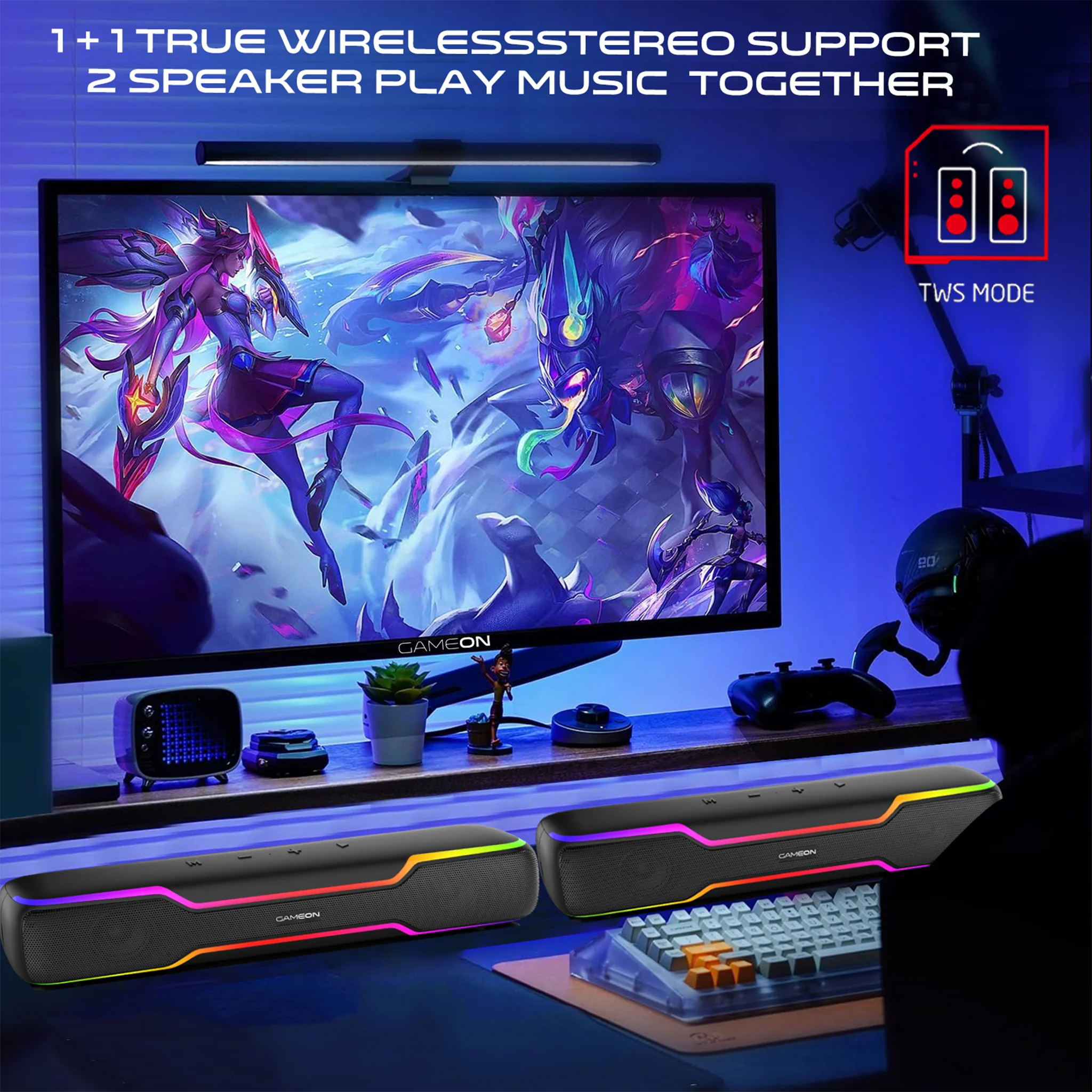 جيمن أون دومينيتر بليز شريط صوت لاسلكي RGB للألعاب - أسود