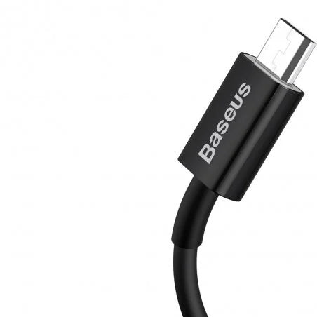 كابل بيانات باسياس سوبرير للشحن السريع USB إلى مايكرو 2A 2م باللون الأسود