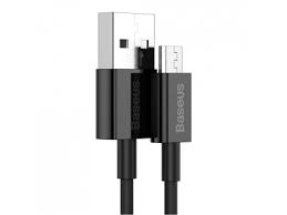 كابل بيانات باسياس سوبرير للشحن السريع USB إلى مايكرو 2A 2م باللون الأسود