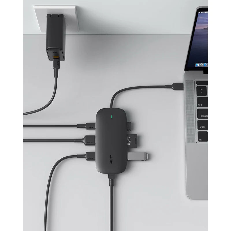 AUKEY 8 in 1 USB C Hub with Ethernet 4K USB C to HDMI BLK