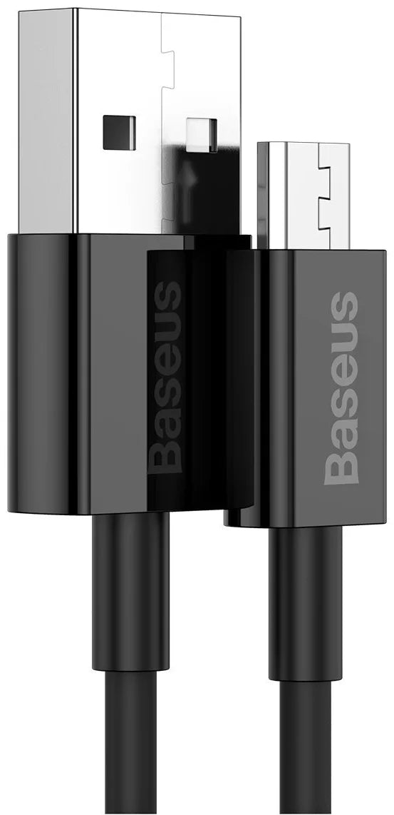 كابل بيانات باسياس سوبرير للشحن السريع USB إلى مايكرو 2A 1م باللون الأسود
