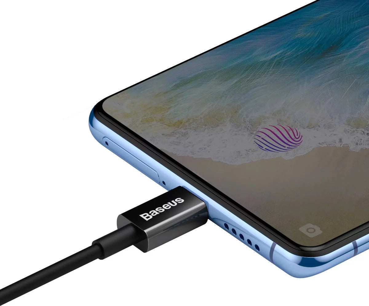كابل بيانات باسياس سوبرير للشحن السريع USB إلى مايكرو 2A 1م باللون الأسود