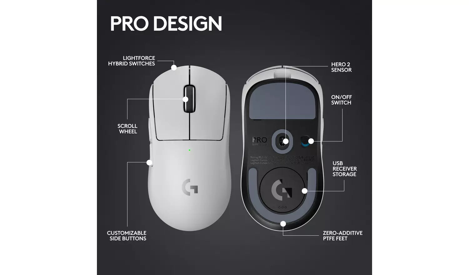 Logitech G PRO X SUPERLIGHT 2 LIGHTSPEED Gaming Mouse - White