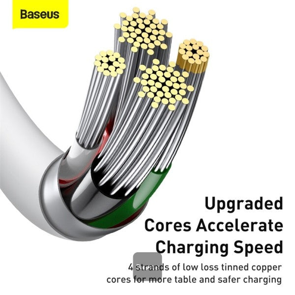 كابل بيانات باسياس سوبرير من السلسلة للشحن السريع USB إلى iP 2.4A 1م باللون الأبيض