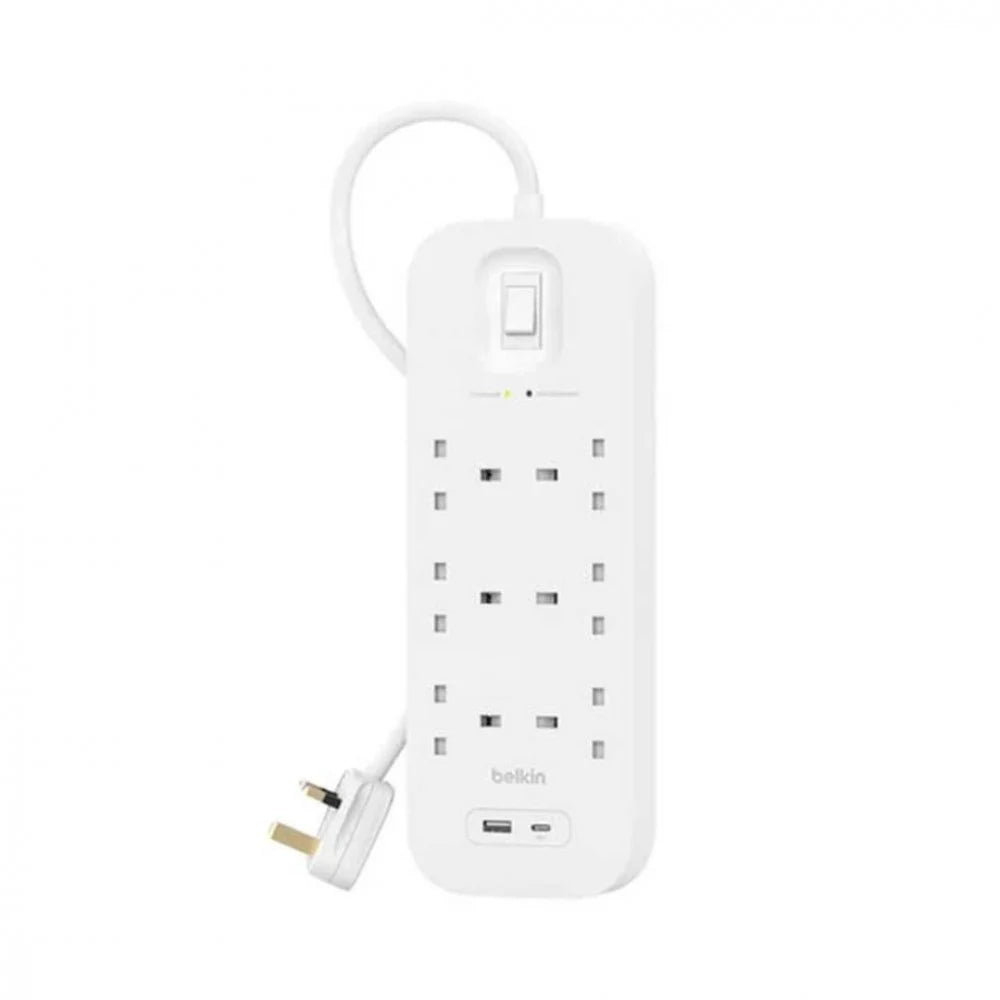 BELKIN SURGE PROTECTOR C SURGE 6 OUTLET 2M 18W 1 USBA 1 USBC