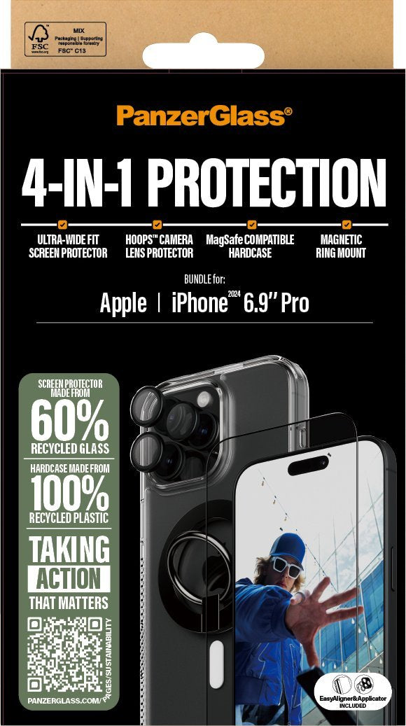 PANZER GLASS IPHONE 16 P.M 4IN1 UWF CLR H.MAGNTC RING MOUNT