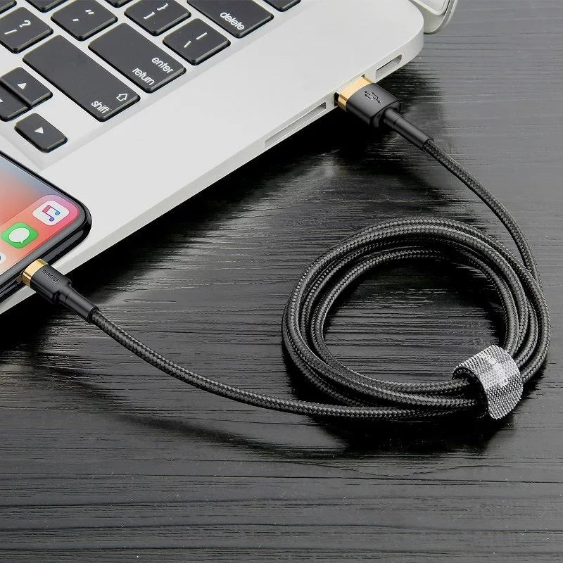 كابل باسياس كافول USB لـ Lightning 1.5A 2م ذهب + أسود