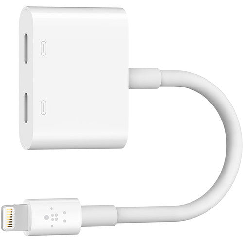 BELKIN ADAPTER - ROCKSTAR - 1X LTG AUDIO 1X LTG CHARGE - WHT