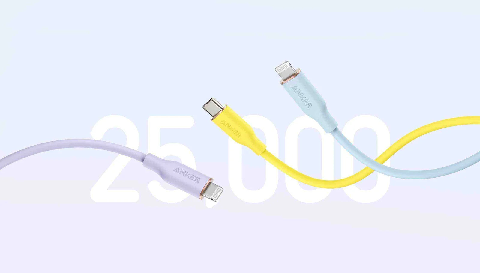 أنكر كابل باورلاين III فلو - USB-C إلى USB-C - 3 قدم - أبيض