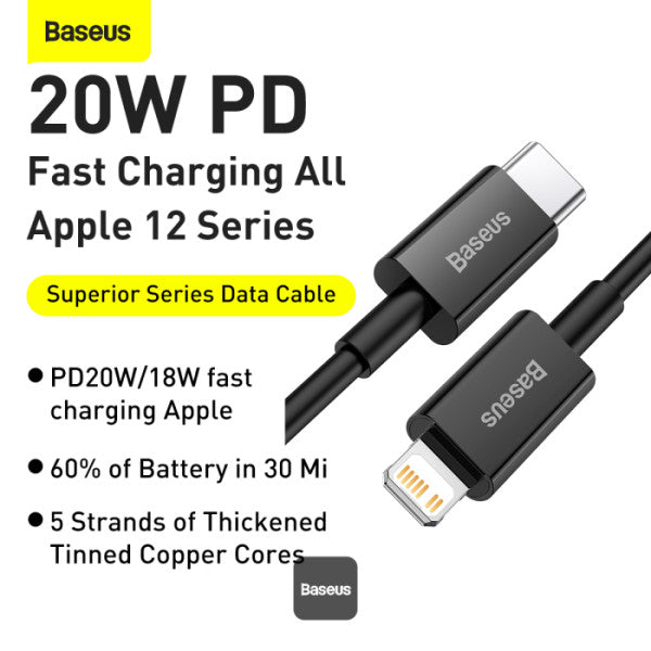 Baseus Superior Series Fast Charging Data USBC 20W 1m BLK