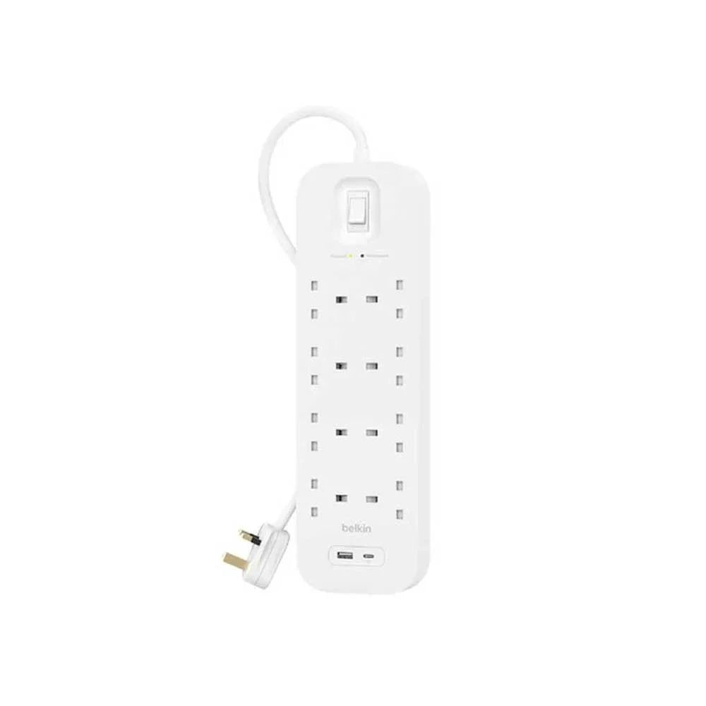 بيلكين - واقي من زيادة التيار 8 منافذ - 2م - 18W - 1 USB-A و 1 USB-C