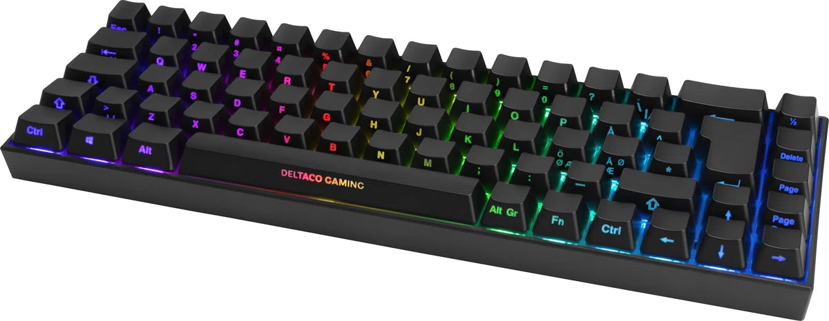 DELTACO GAMING DK440R Wireless 65% keyboard, front symbols, UK layout