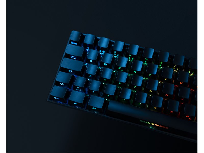 DELTACO GAMING DK440R Wireless 65% keyboard, front symbols, UK layout