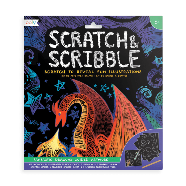 Ooly Scratch & Scribble Art Kit: Fantastic Dragons 10 Pc Set