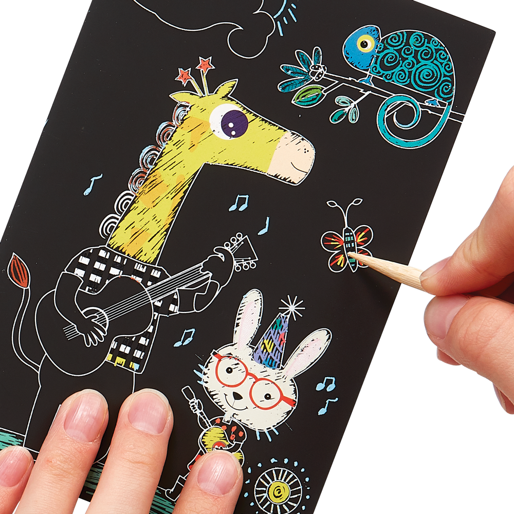 Ooly Mini Scratch & Scribble Art Kit: Safari Party 7 Pc Set