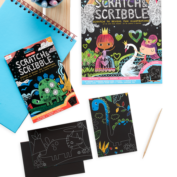 Ooly Mini Scratch & Scribble Art Kit: Dino. Days 7 Pc Set