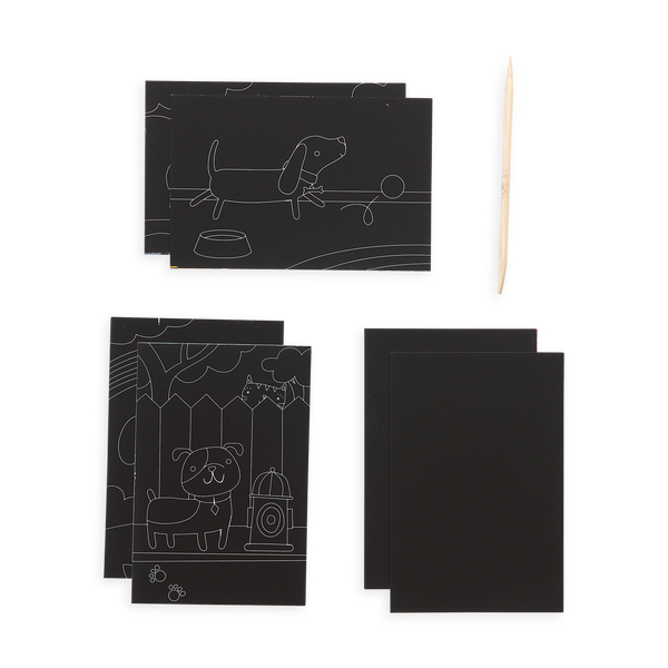 Ooly Mini Scratch & Scribble Art Kit: Playful Pups 7 Pc Set