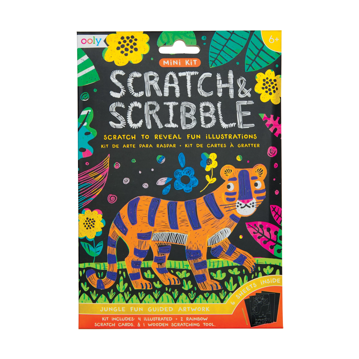 Ooly Mini Scratch & Scribble Art Kit: Jungle Fun 7 Pc Set