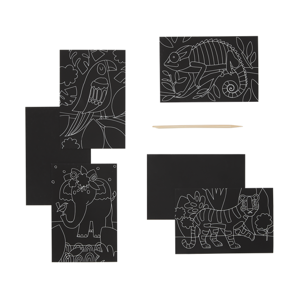 Ooly Mini Scratch & Scribble Art Kit: Jungle Fun 7 Pc Set