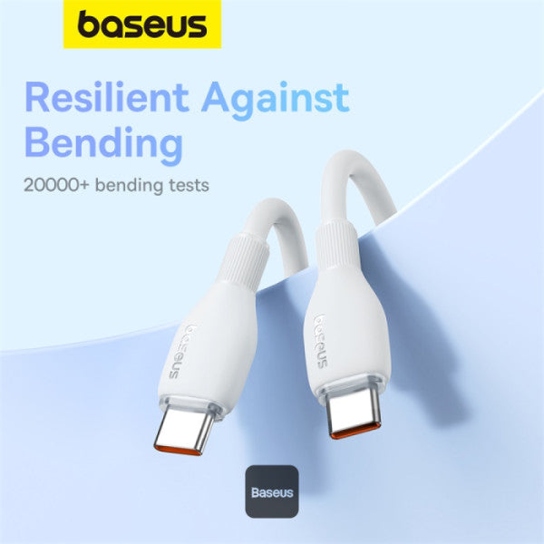 كابل شحن سريع باسياس بودينغ USB-C 100W 1.2م باللون الأبيض