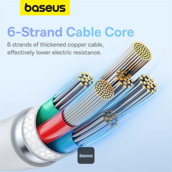 كابل شحن سريع باسياس بودينغ USB-C 100W 1.2م باللون الأبيض