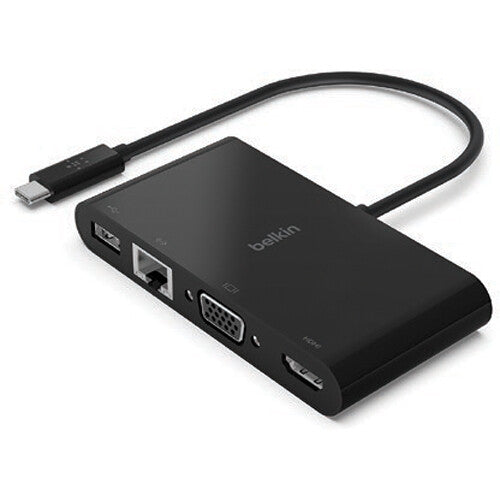 بيلكين - محور 4 في 1 - USB-C إلى (1 إيثرنت 1 HDMI 1 VGA 1 USB-A) - أسود