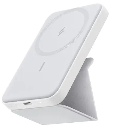 أنكر باور بانك مغناطيسي MagGo مع حامل 5000 mAh - أبيض